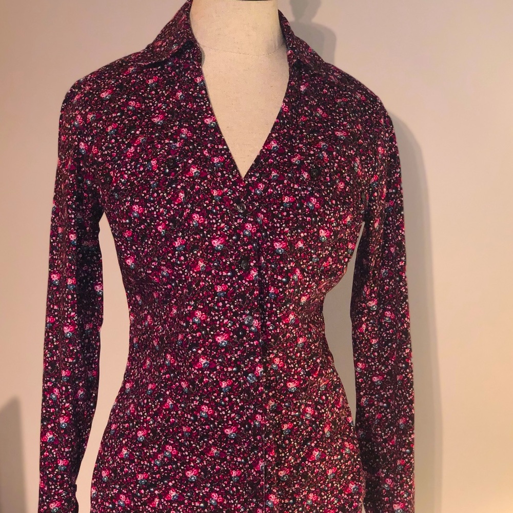 Button down Express floral blouse